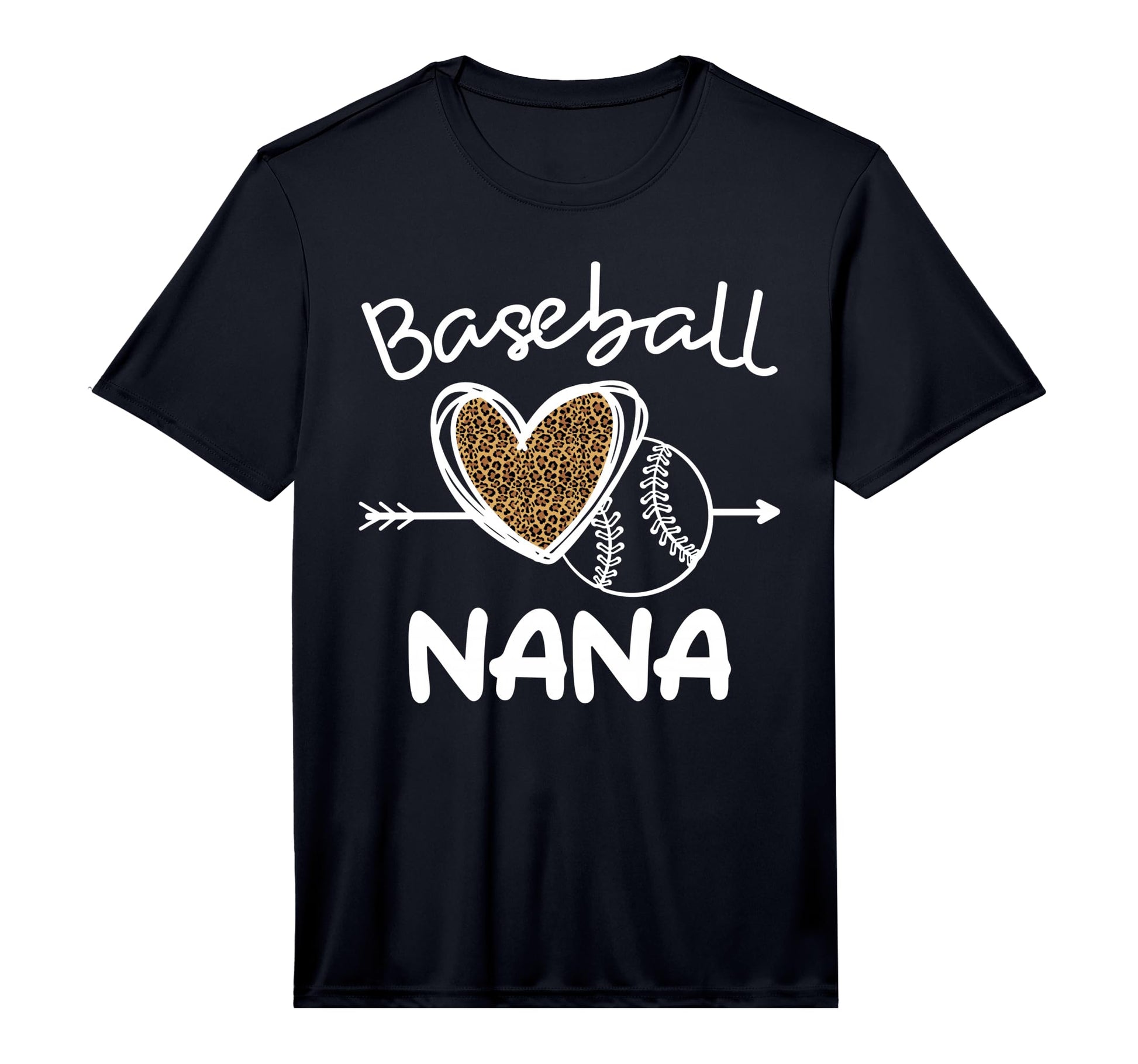 Mens Baseball Nana Leopard Heart T-Shirt - Custom Art Print Men Women - T-Shirt, Sweatshirt, Hoodie