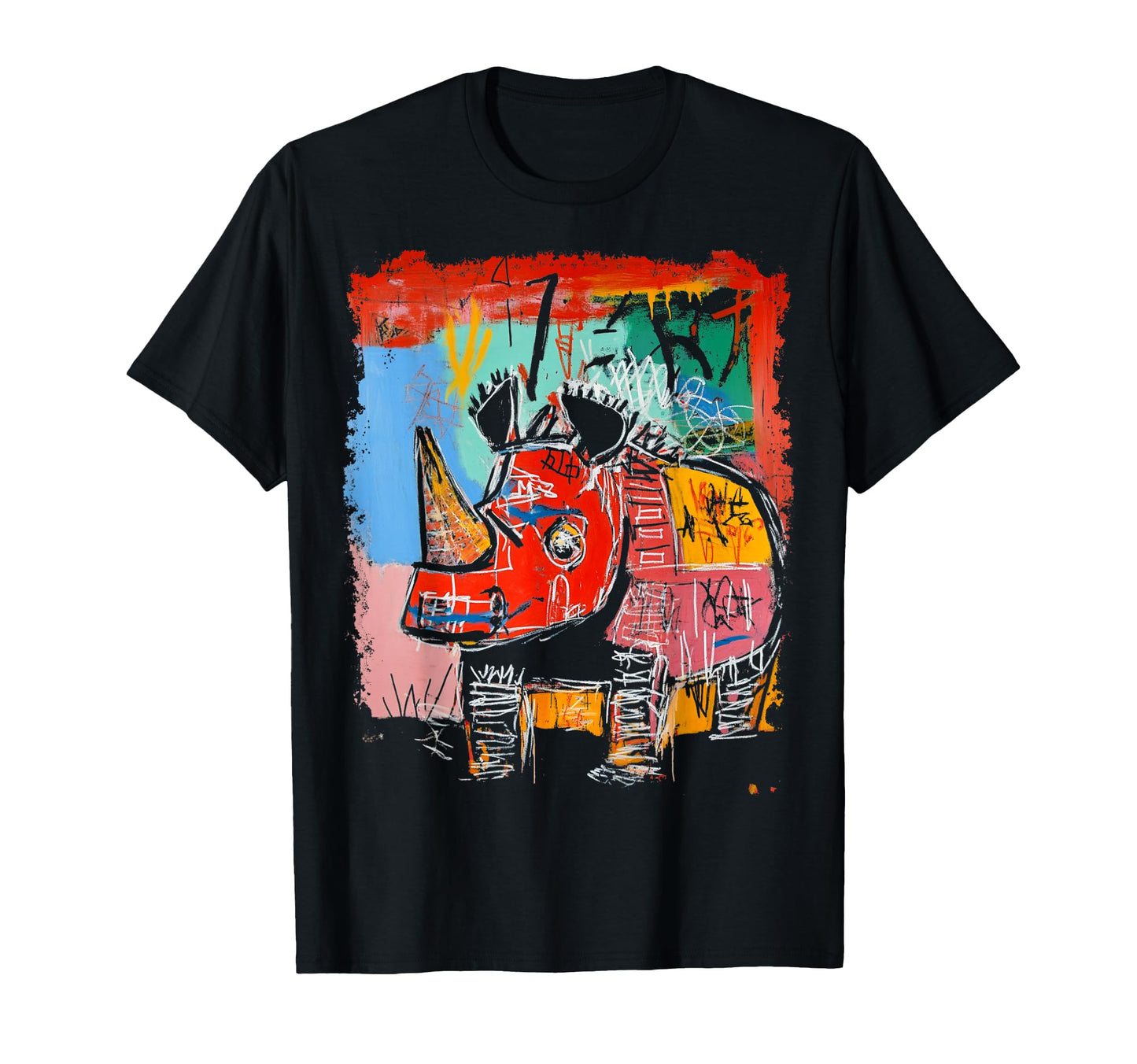 Animal Rhinoceros 90S Graffiti T-Shirt - Casual Everyday Wear Unisex - T-Shirt, Sweatshirt, Hoodie