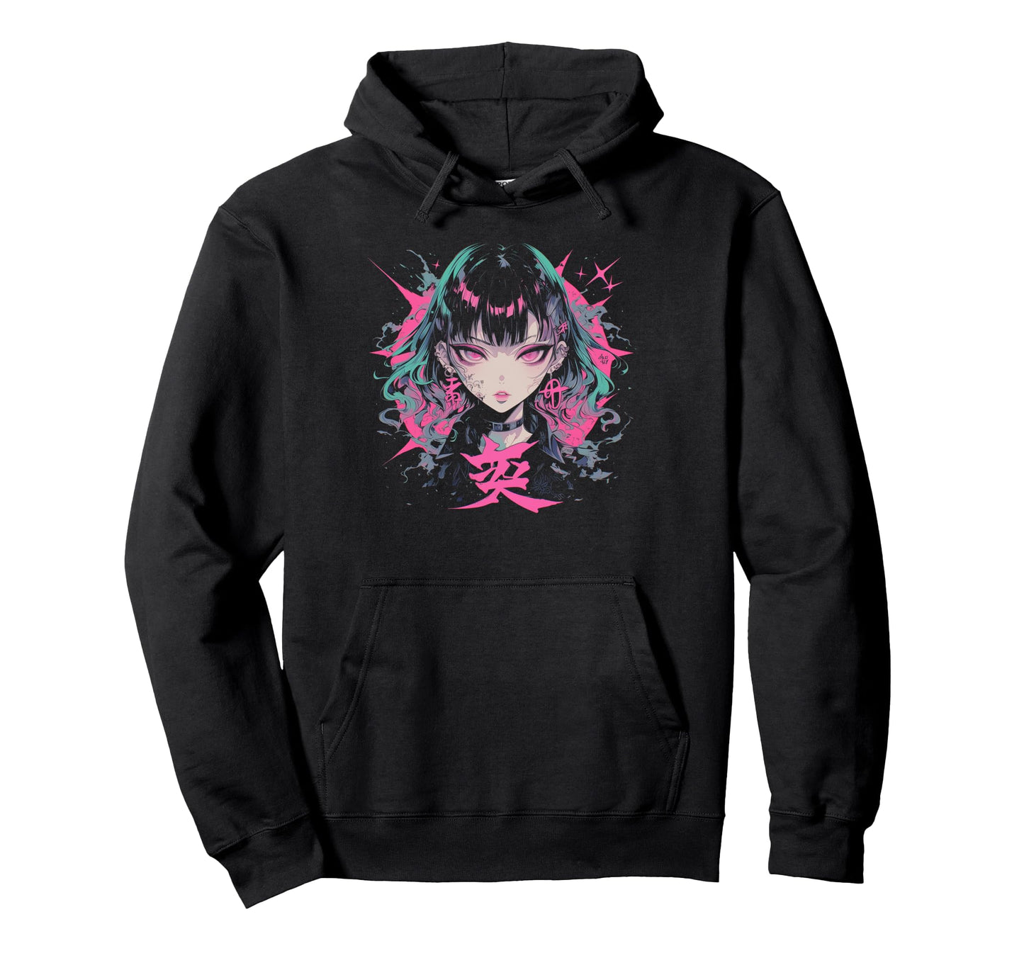 Goth Grunge Demon Anime Waifu Horror Hoodie - Fun Novelty Design Men Women - T-Shirt, Sweatshirt, Hoodie