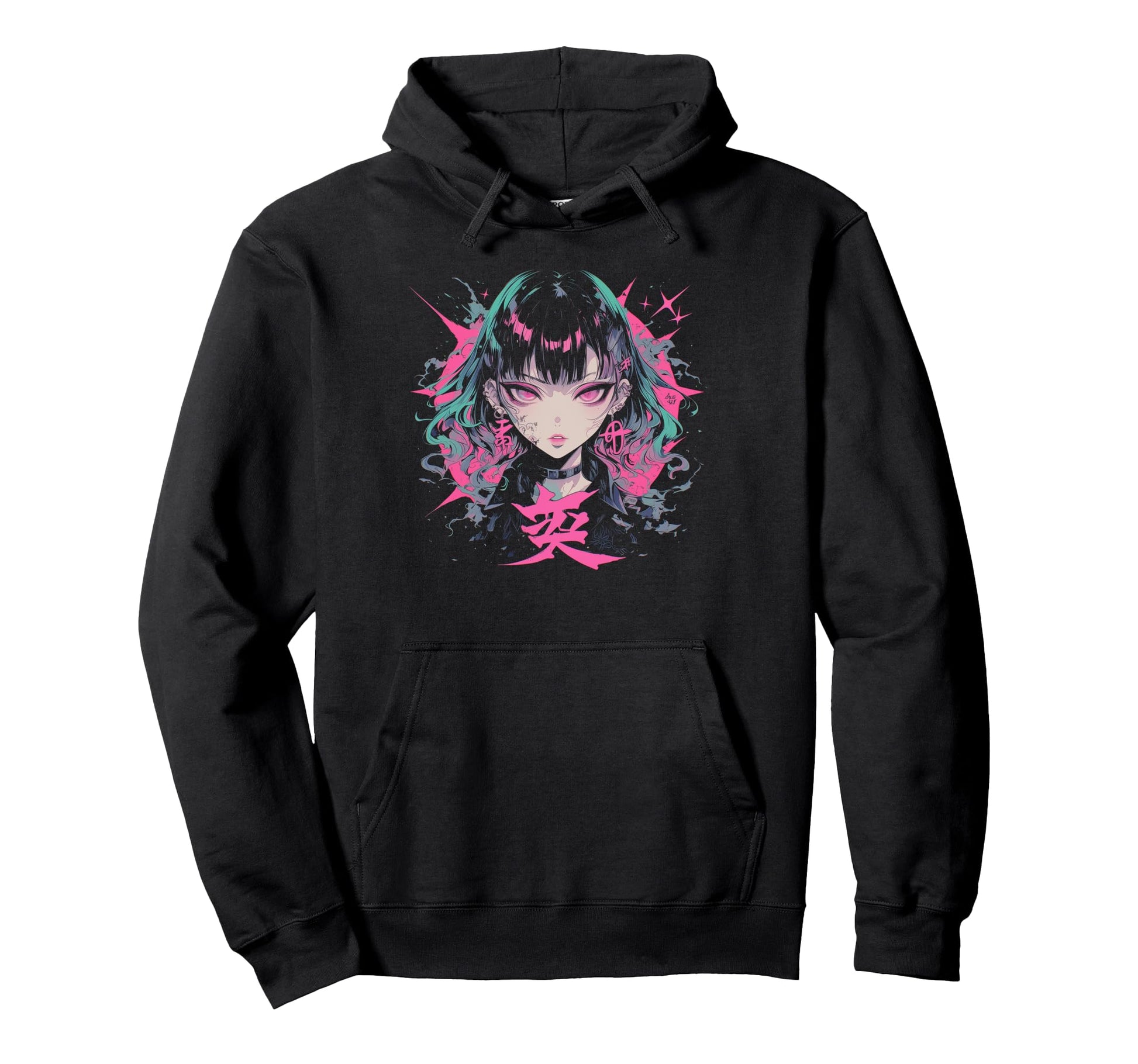 Goth Grunge Demon Anime Waifu Horror Hoodie - Fun Novelty Design Men Women - T-Shirt, Sweatshirt, Hoodie