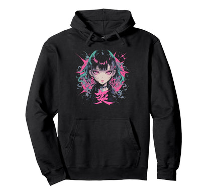Goth Grunge Demon Anime Waifu Horror Hoodie - Fun Novelty Design Men Women - T-Shirt, Sweatshirt, Hoodie