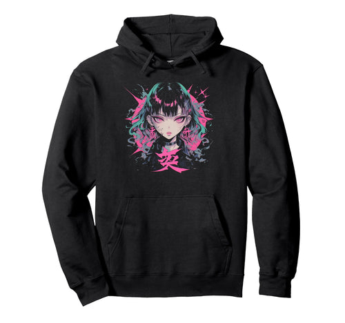Goth Grunge Demon Anime Waifu Horror Hoodie - Fun Novelty Design Men Women - T-Shirt, Sweatshirt, Hoodie
