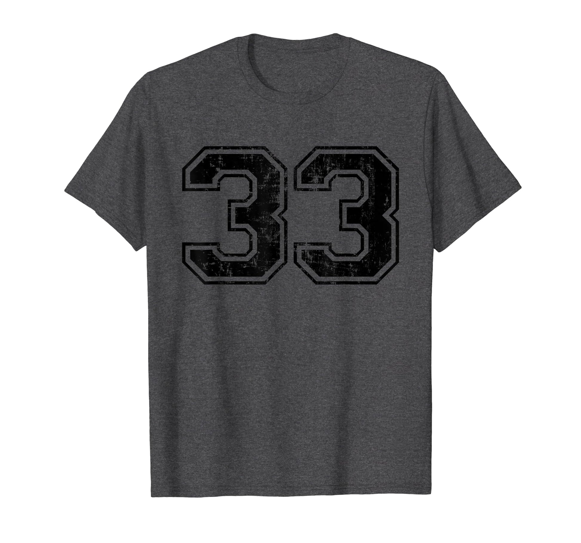 Number 33 Varsity Distressed Sport Team T-Shirt - Unique Graphic Unisex - T-Shirt, Sweatshirt, Hoodie