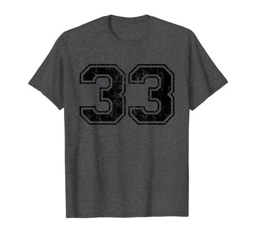 Number 33 Varsity Distressed Sport Team T-Shirt - Unique Graphic Unisex - T-Shirt, Sweatshirt, Hoodie