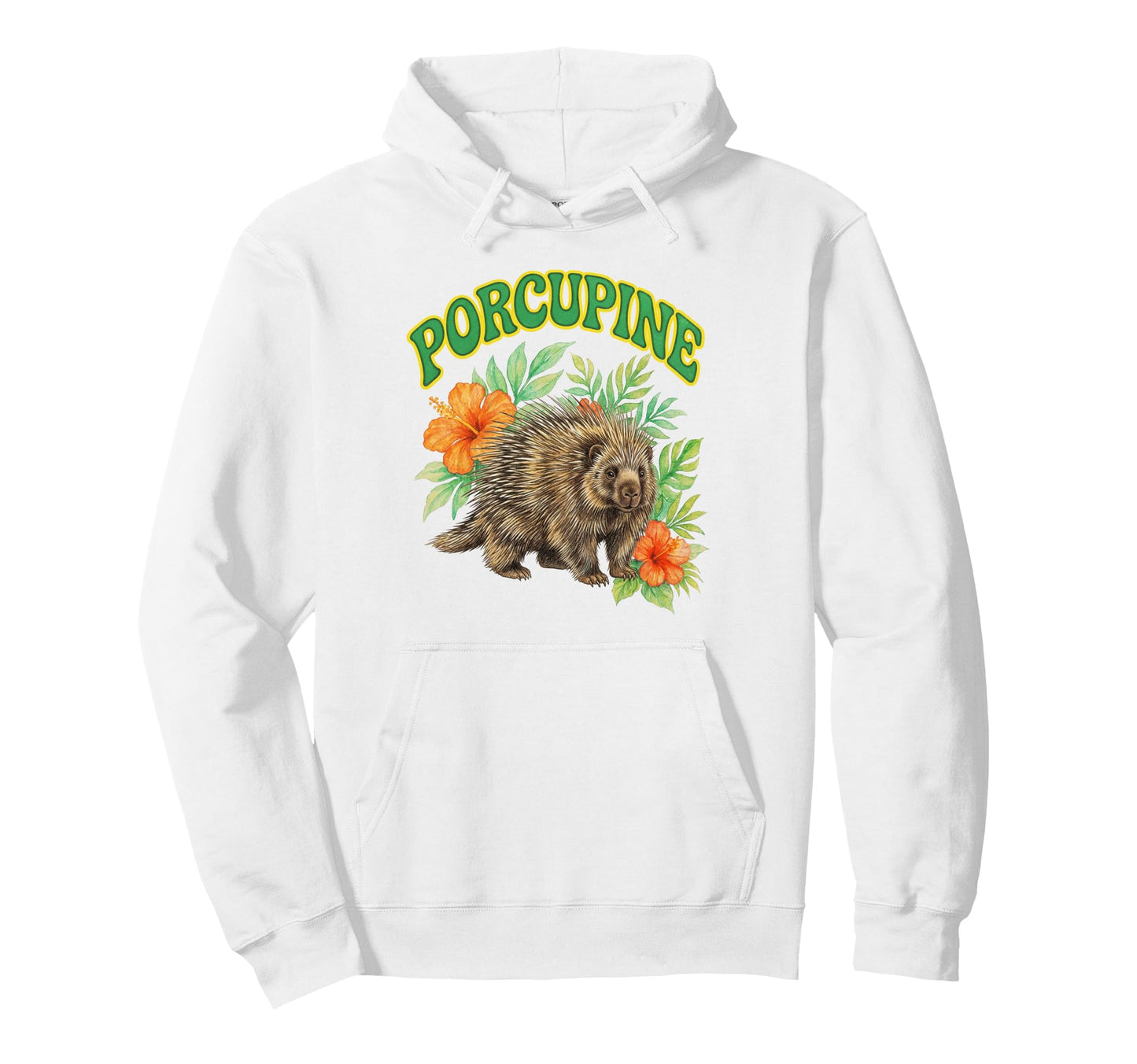 Porcupine Groovy Floral Porcupine Hoodie - Custom Art Print Unisex - T-Shirt, Sweatshirt, Hoodie