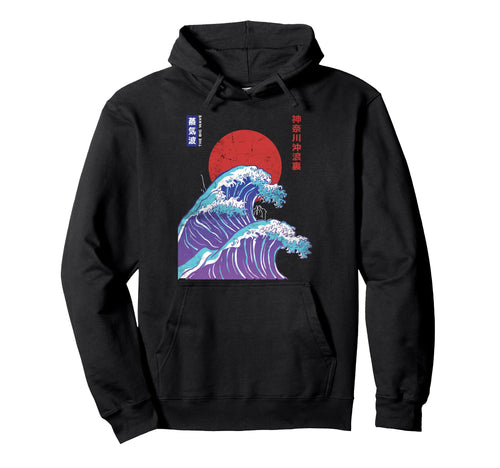 Big Wave Vaporwave Aesthetic 80S Anime Hoodie - Novelty Apparel Men Women - T-Shirt, Sweatshirt, Hoodie