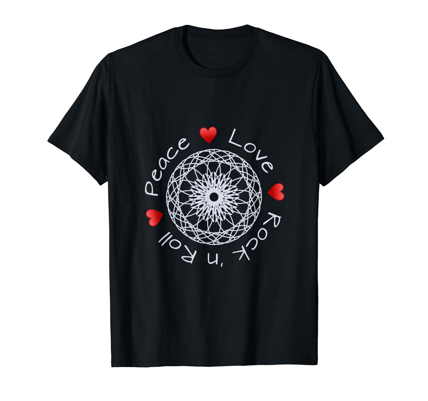 Peace Love And Rock N Roll T-Shirt - Custom Art Print for Adults - T-Shirt, Sweatshirt, Hoodie