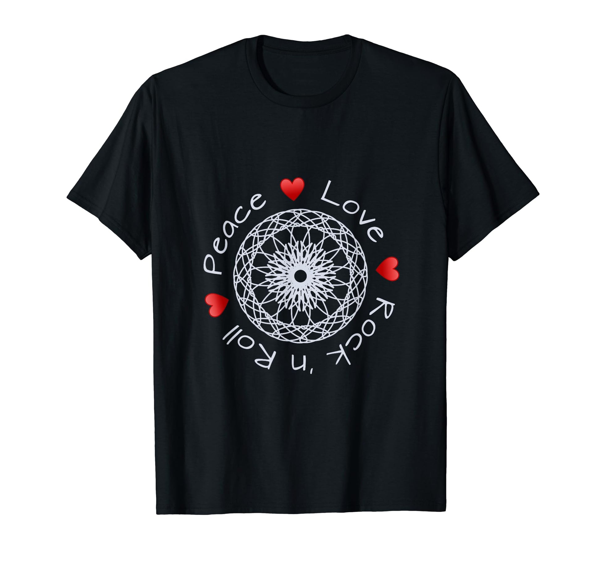 Peace Love And Rock N Roll T-Shirt - Custom Art Print for Adults - T-Shirt, Sweatshirt, Hoodie