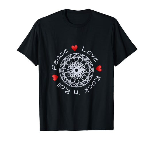 Peace Love And Rock N Roll T-Shirt - Custom Art Print for Adults - T-Shirt, Sweatshirt, Hoodie