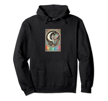 Celestial Rainbow Fairy Art Moon Hoodie - Aesthetic Graphic for Adults - T-Shirt, Sweatshirt, Hoodie