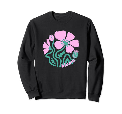 Abstract Flowers Bloom Positive Boho Sweatshirt - Custom Art Print Unisex - T-Shirt, Sweatshirt, Hoodie