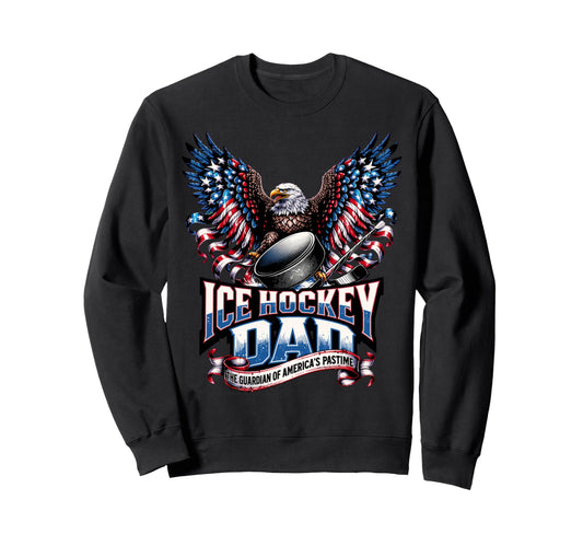 Ice Hockey Dad American Flag Ice Sweatshirt - Novelty Apparel for Adults - T-Shirt, Sweatshirt, Hoodie