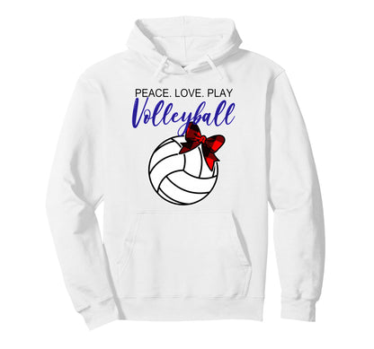 Volleyball Teen 10 12 Peace Love Hoodie - Fun Novelty Design Unisex - T-Shirt, Sweatshirt, Hoodie