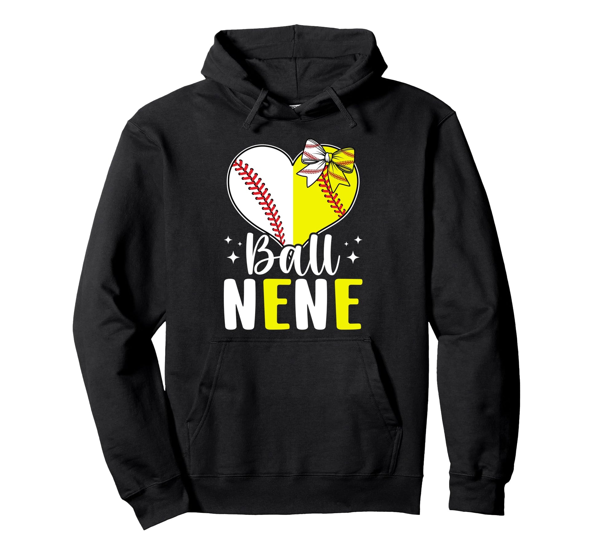 Ball Nene Heart Softball Baseball Nene Hoodie - Novelty Apparel for Adults - T-Shirt, Sweatshirt, Hoodie