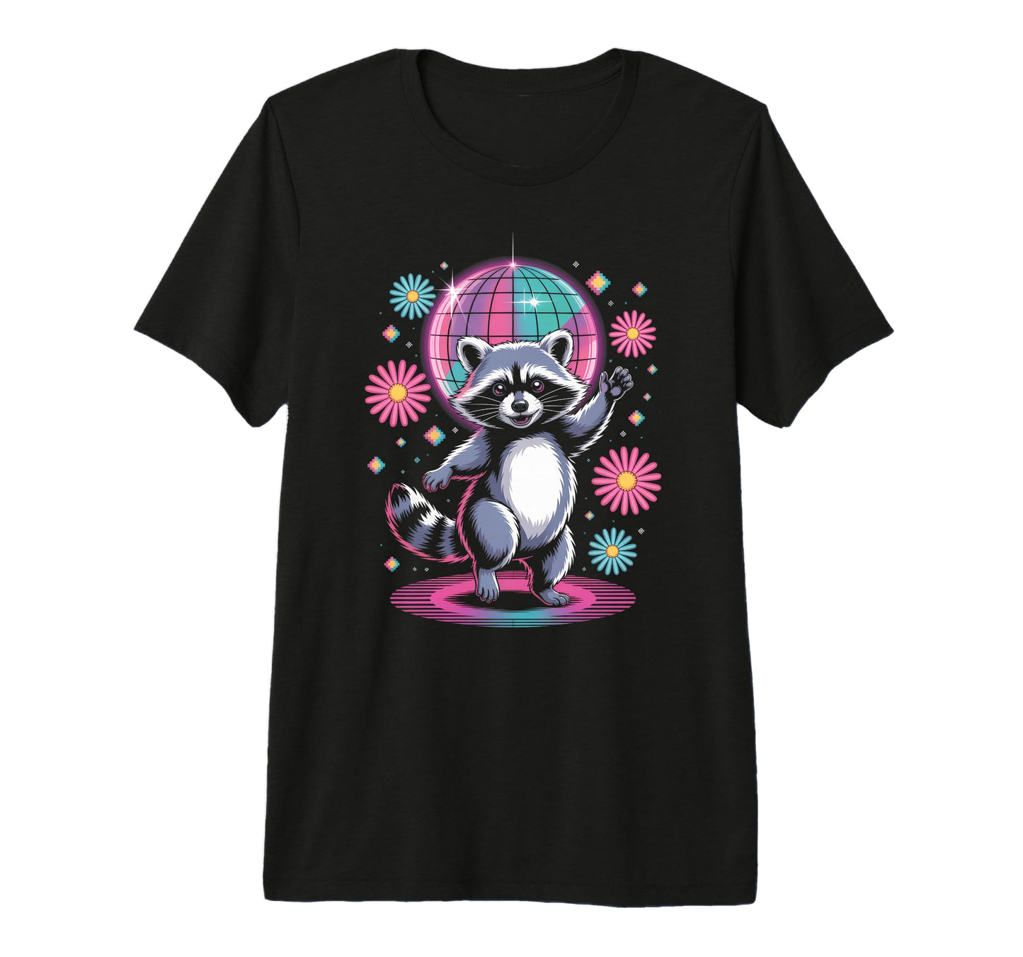 Raccoon Disco Dance Vaporwave T-Shirt - Custom Art Print for Adults - T-Shirt, Sweatshirt, Hoodie