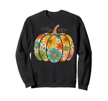 Flower Pumpkin Fall Boho Autumn Sweatshirt - Aesthetic Graphic for Adults - T-Shirt, Sweatshirt, Hoodie