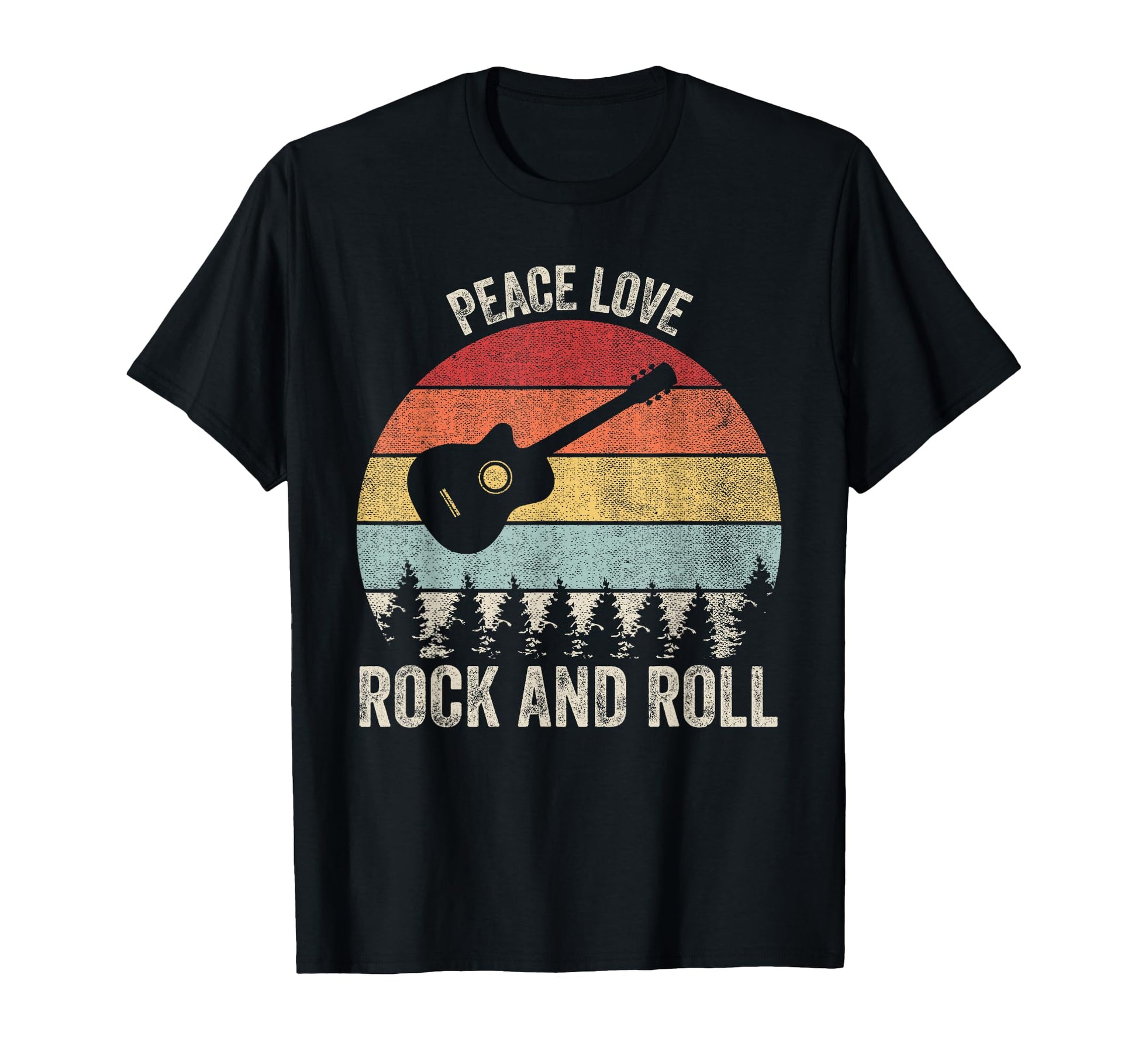 Peace Love Rock And Roll Music Guitar T-Shirt - Custom Art Print Men Women - T-Shirt, Sweatshirt, Hoodie