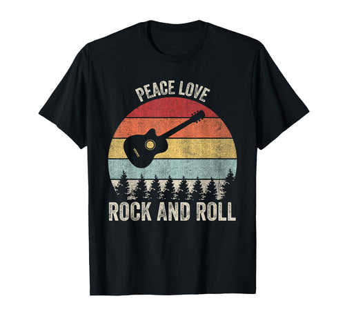 Peace Love Rock And Roll Music Guitar T-Shirt - Custom Art Print Men Women - T-Shirt, Sweatshirt, Hoodie