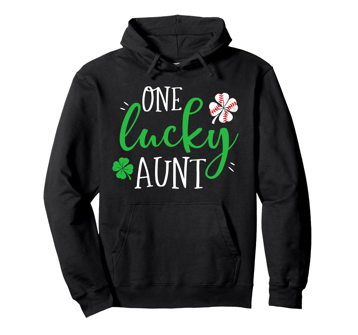 One Lucky Baseball Aunt Aunty Shamrocks Hoodie - Unique Graphic Men Women - T-Shirt, Sweatshirt, Hoodie