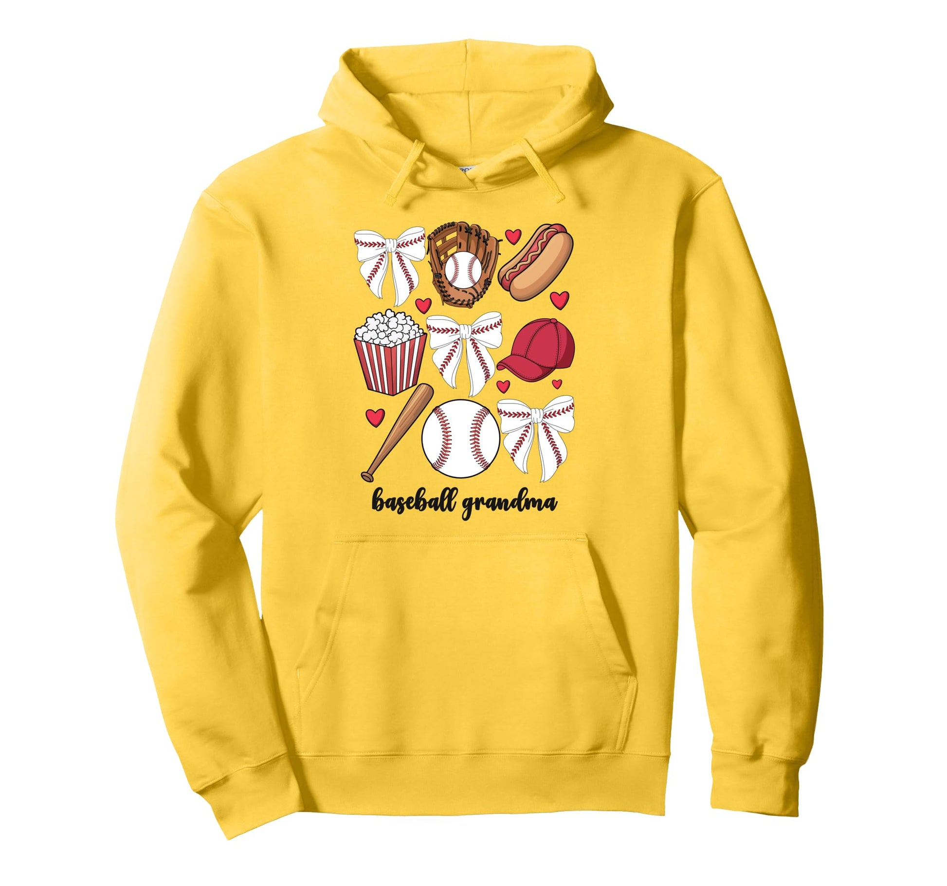 Baseball Grandma Coquette Bow Baseball Hoodie - Novelty Apparel for Adults - T-Shirt, Sweatshirt, Hoodie