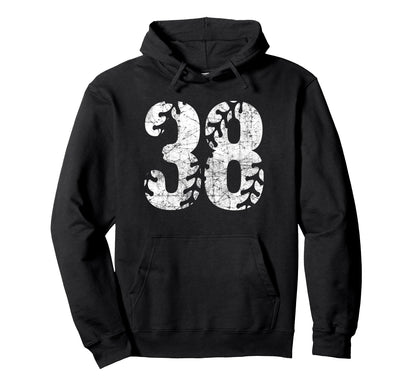 Baseball Softball Mom 38 Number 38 Hoodie - Graphic Print Unisex - T-Shirt, Sweatshirt, Hoodie