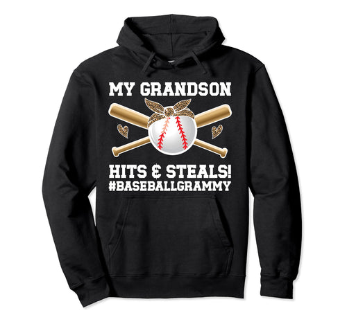 My Grandson Baseball Grammy Baseball Hoodie - Fun Novelty Design Men Women - T-Shirt, Sweatshirt, Hoodie