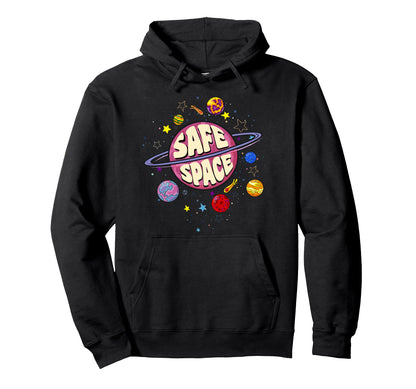 Rainbow Planets Safe Space Cosmic Hoodie - Novelty Apparel for Adults - T-Shirt, Sweatshirt, Hoodie