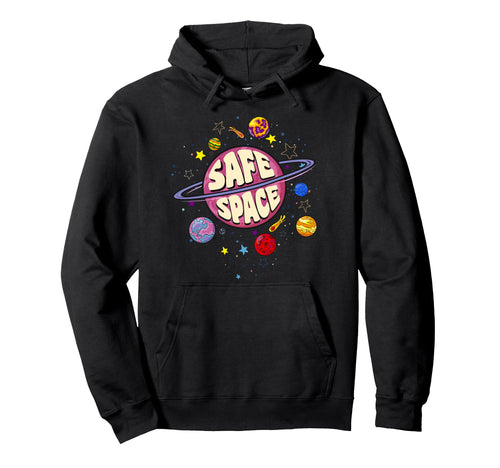 Rainbow Planets Safe Space Cosmic Hoodie - Novelty Apparel for Adults - T-Shirt, Sweatshirt, Hoodie