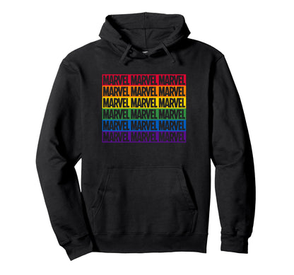 Marvel Comics Rainbow Block Logo Hoodie - Fun Novelty Design Men Women - T-Shirt, Sweatshirt, Hoodie