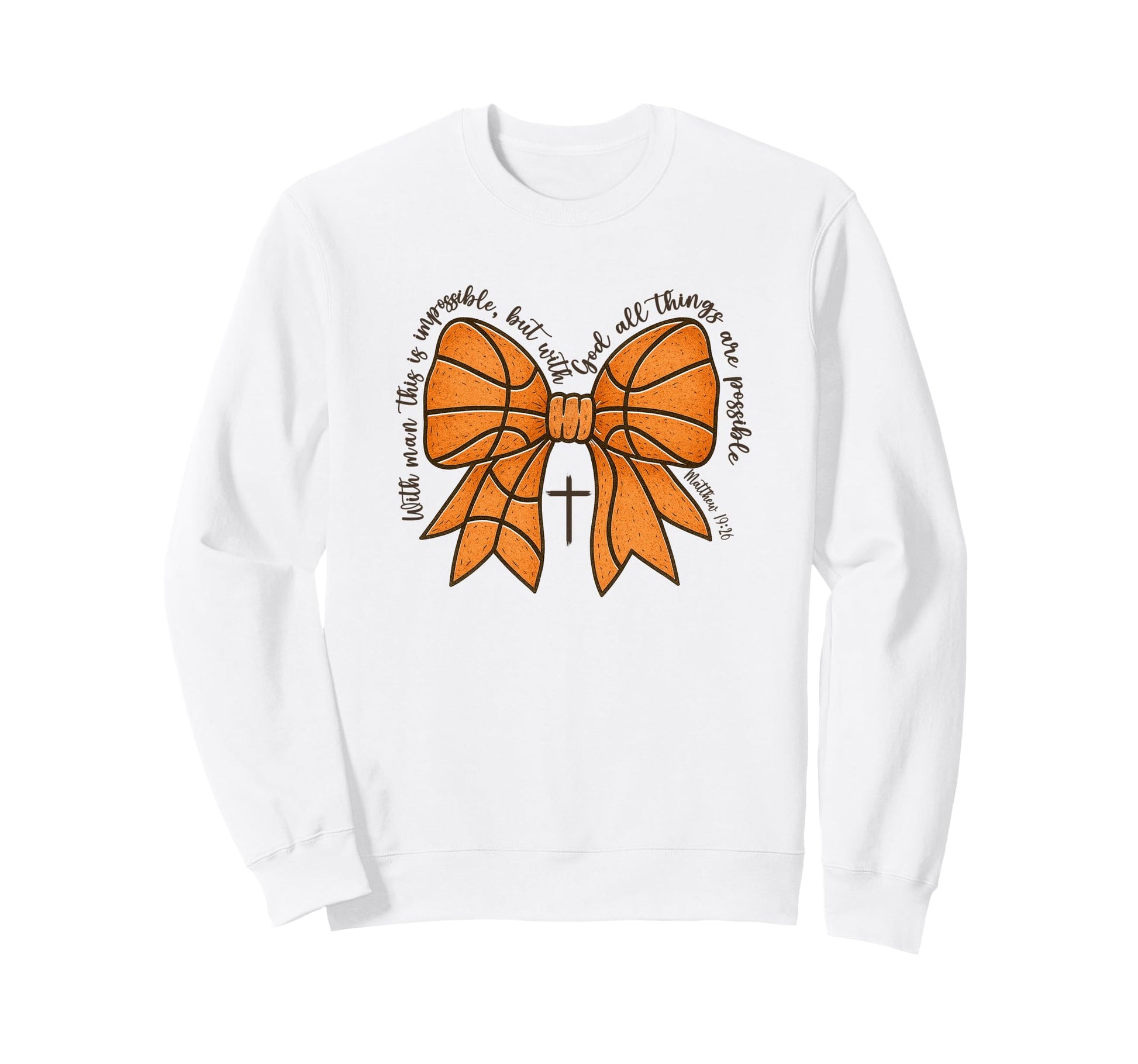 Faith Basketball Mom Bow Sweatshirt - Minimalist Print for Adults - T-Shirt, Sweatshirt, Hoodie
