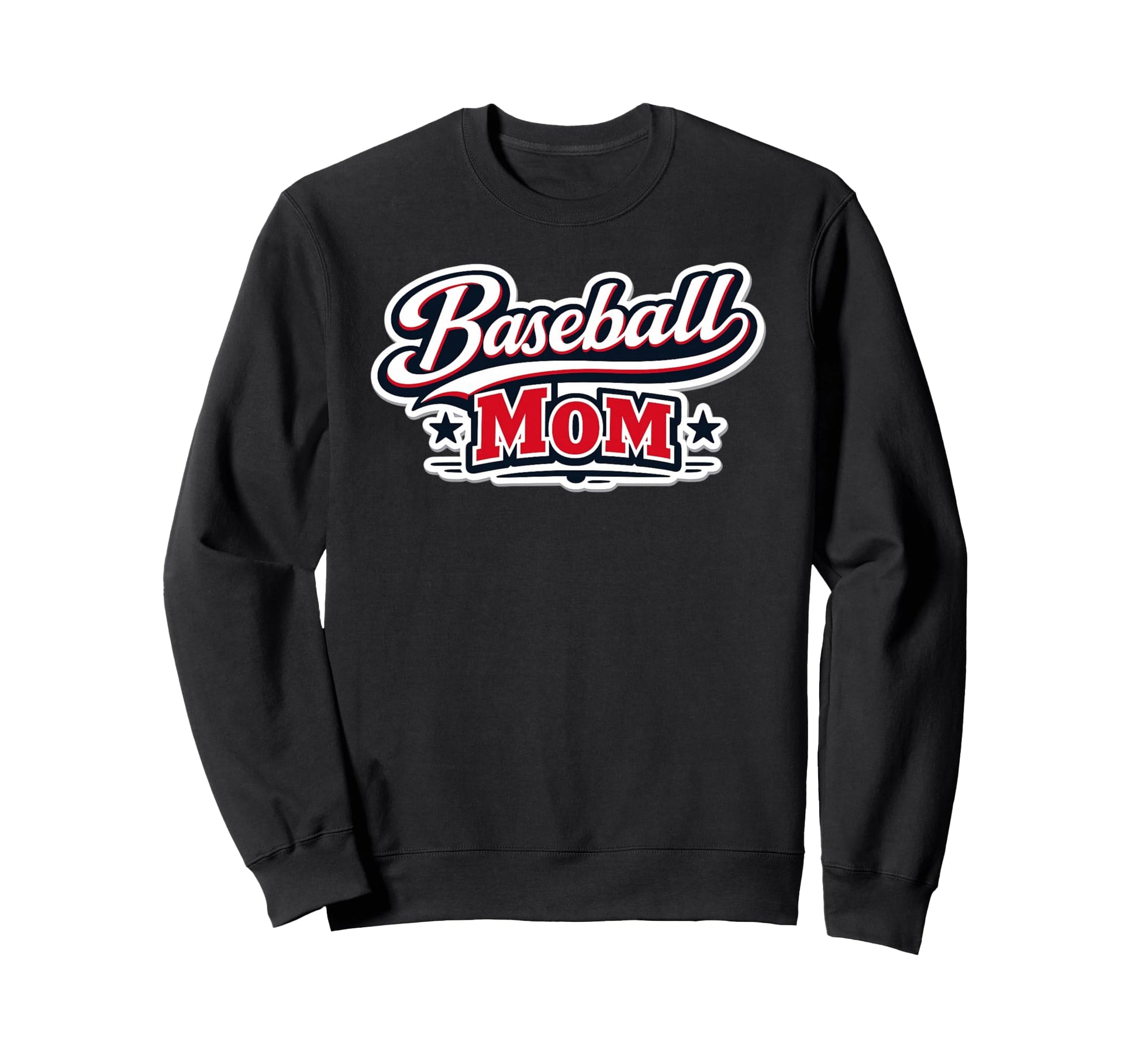 Baseball Mom Script Red White Blue Sweatshirt - Trendy Graphic Men Women - T-Shirt, Sweatshirt, Hoodie