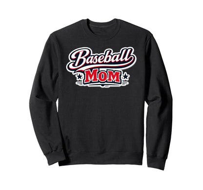 Baseball Mom Script Red White Blue Sweatshirt - Trendy Graphic Men Women - T-Shirt, Sweatshirt, Hoodie