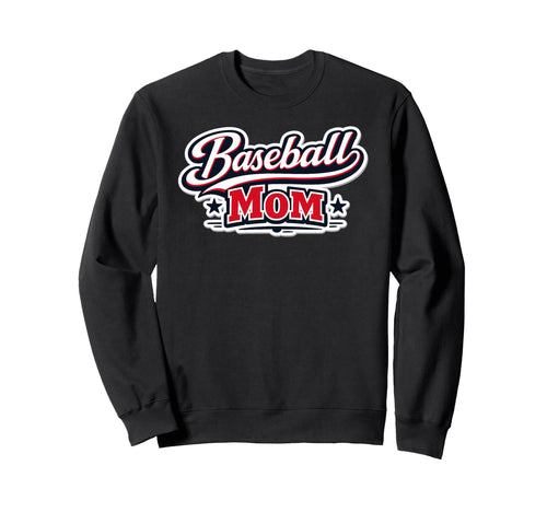 Baseball Mom Script Red White Blue Sweatshirt - Trendy Graphic Men Women - T-Shirt, Sweatshirt, Hoodie