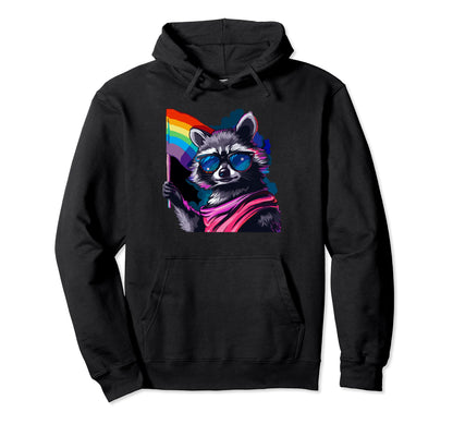 Funny Raccoon Sunglasses Summer Gift Hoodie - Minimalist Print Men Women - T-Shirt, Sweatshirt, Hoodie