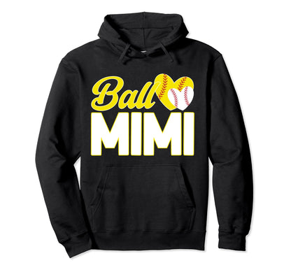 Ball Mimi Heart Softball Baseball Mimi Hoodie - Custom Art Print Men Women - T-Shirt, Sweatshirt, Hoodie