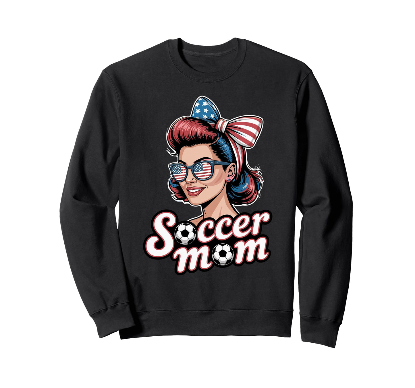 Patriotic Soccer Mom American Flag Sweatshirt - Aesthetic Graphic Unisex - T-Shirt, Sweatshirt, Hoodie