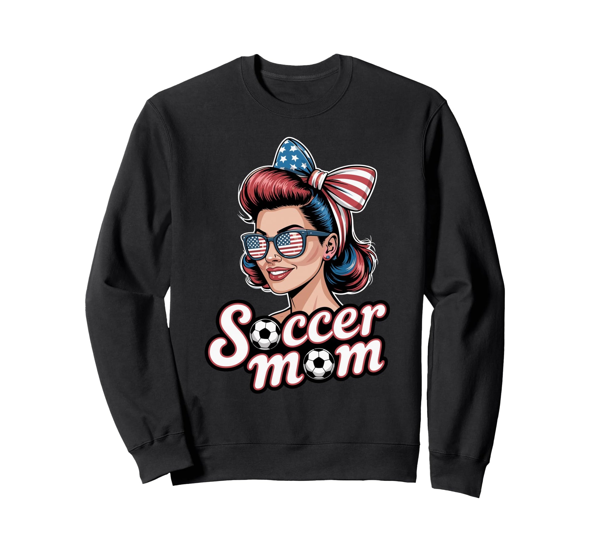 Patriotic Soccer Mom American Flag Sweatshirt - Aesthetic Graphic Unisex - T-Shirt, Sweatshirt, Hoodie