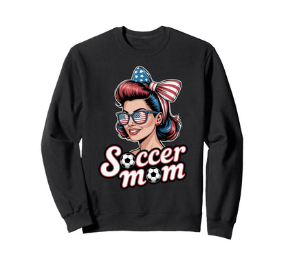 Patriotic Soccer Mom American Flag Sweatshirt - Aesthetic Graphic Unisex - T-Shirt, Sweatshirt, Hoodie