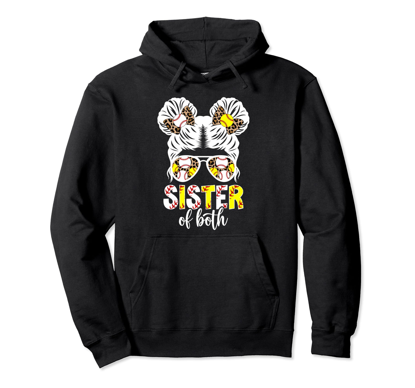 Sister Both Messy Bun Baseball Hoodie - Minimalist Print Men Women - T-Shirt, Sweatshirt, Hoodie