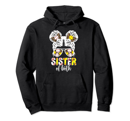 Sister Both Messy Bun Baseball Hoodie - Minimalist Print Men Women - T-Shirt, Sweatshirt, Hoodie