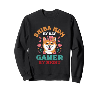 Shiba Mom Day Gamer Night Sweatshirt - Fun Novelty Design Unisex - T-Shirt, Sweatshirt, Hoodie