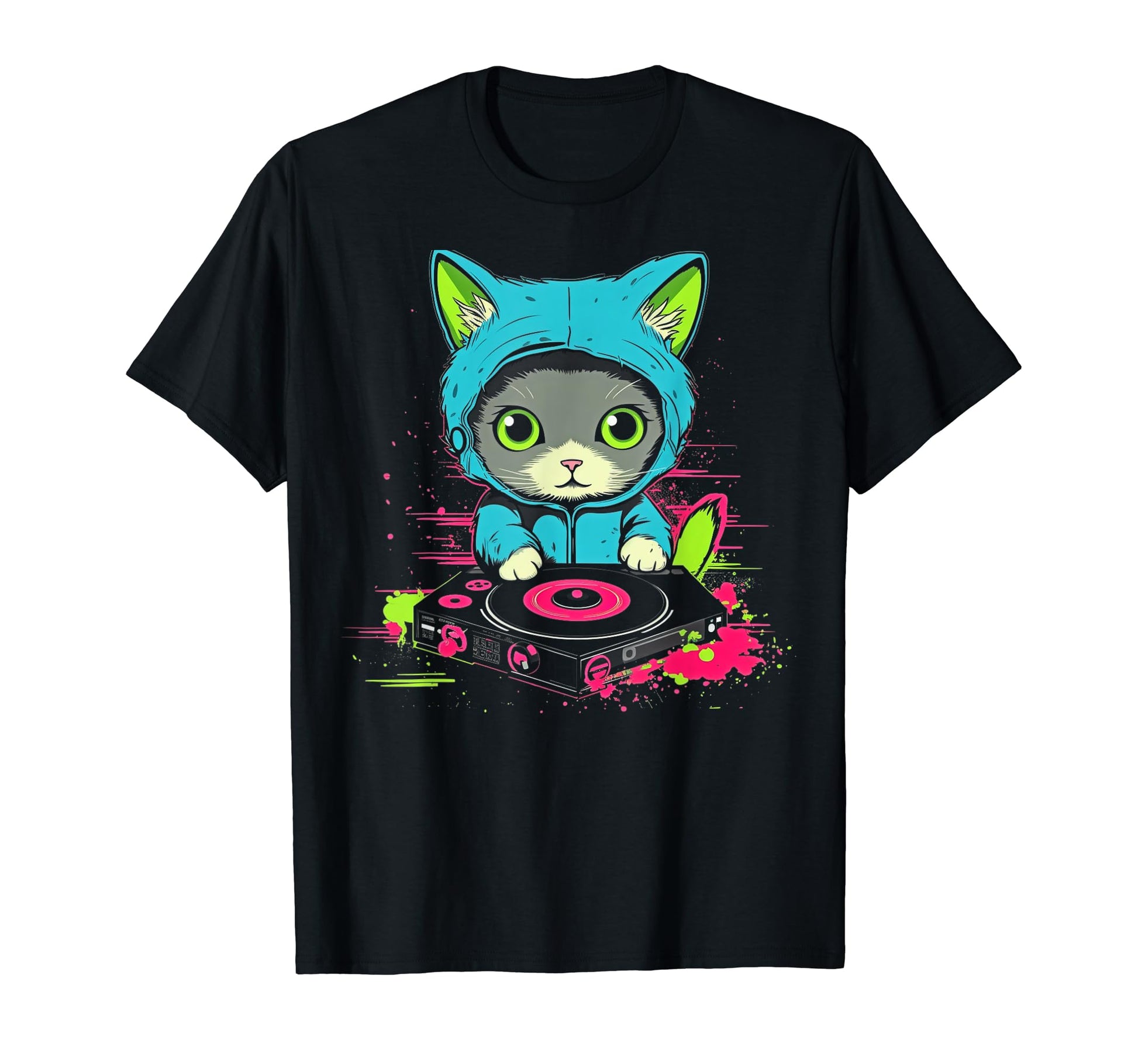Kawaii Cat Dj Japanese Edm Y2K Aesthetic 3 T-Shirt - Unique Graphic Unisex - T-Shirt, Sweatshirt, Hoodie