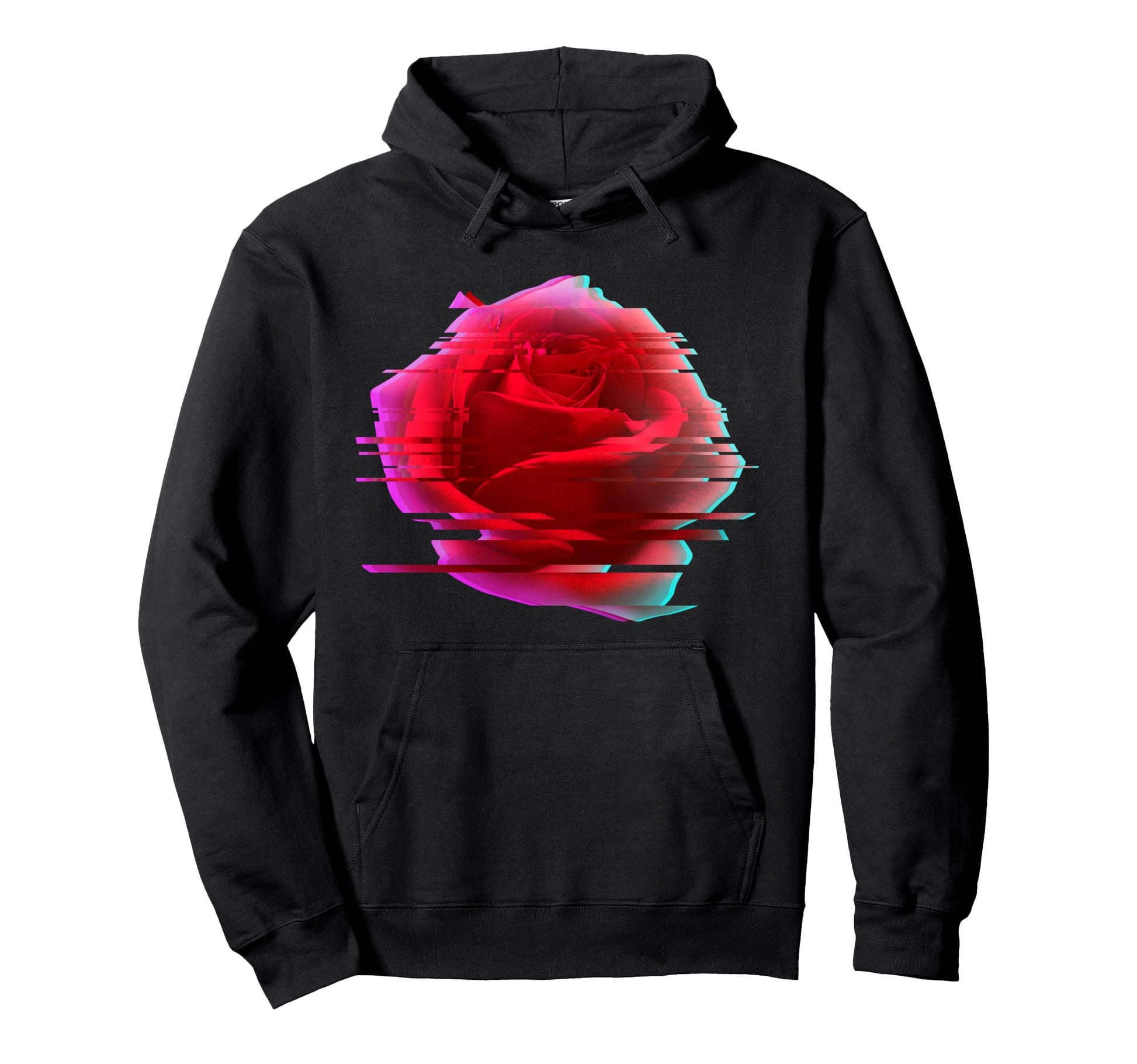 Glitch Rose Vaporwave Aesthetic Trippy Hoodie - Graphic Print Men Women - T-Shirt, Sweatshirt, Hoodie