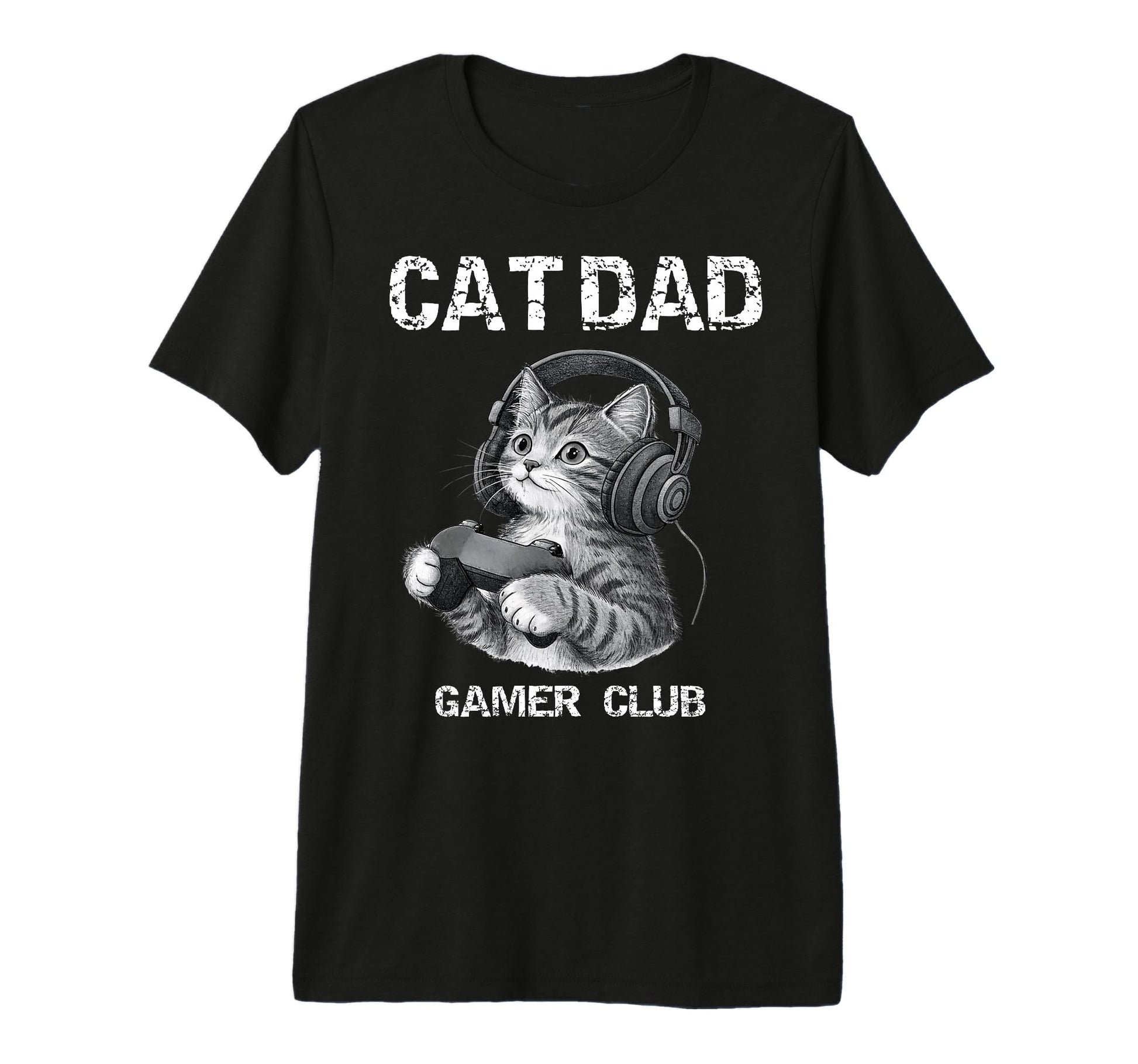 Cat Dad Gamer Club Gaming Funny T-Shirt - Custom Art Print Men Women - T-Shirt, Sweatshirt, Hoodie