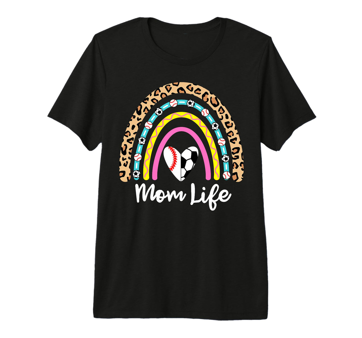 Soccer Baseball Mom Boho Rainbow Funny T-Shirt - Trendy Graphic for Adults - T-Shirt, Sweatshirt, Hoodie