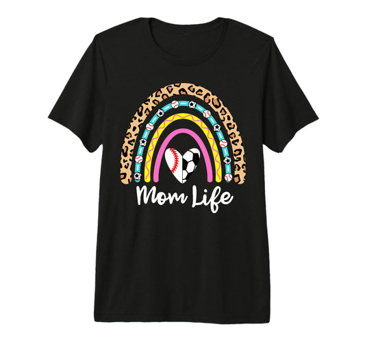 Soccer Baseball Mom Boho Rainbow Funny T-Shirt - Trendy Graphic for Adults - T-Shirt, Sweatshirt, Hoodie