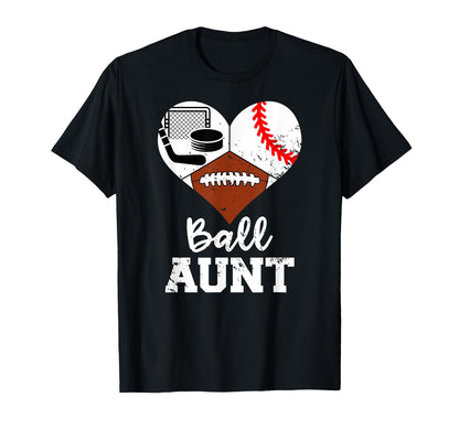 Ball Aunt Heart Funny Football T-Shirt - Minimalist Print Men Women - T-Shirt, Sweatshirt, Hoodie