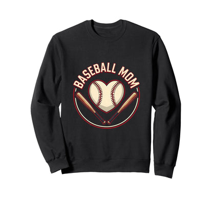 Baseball Mom Heart Proud Sports Parent Sweatshirt - Minimalist Print Unisex - T-Shirt, Sweatshirt, Hoodie