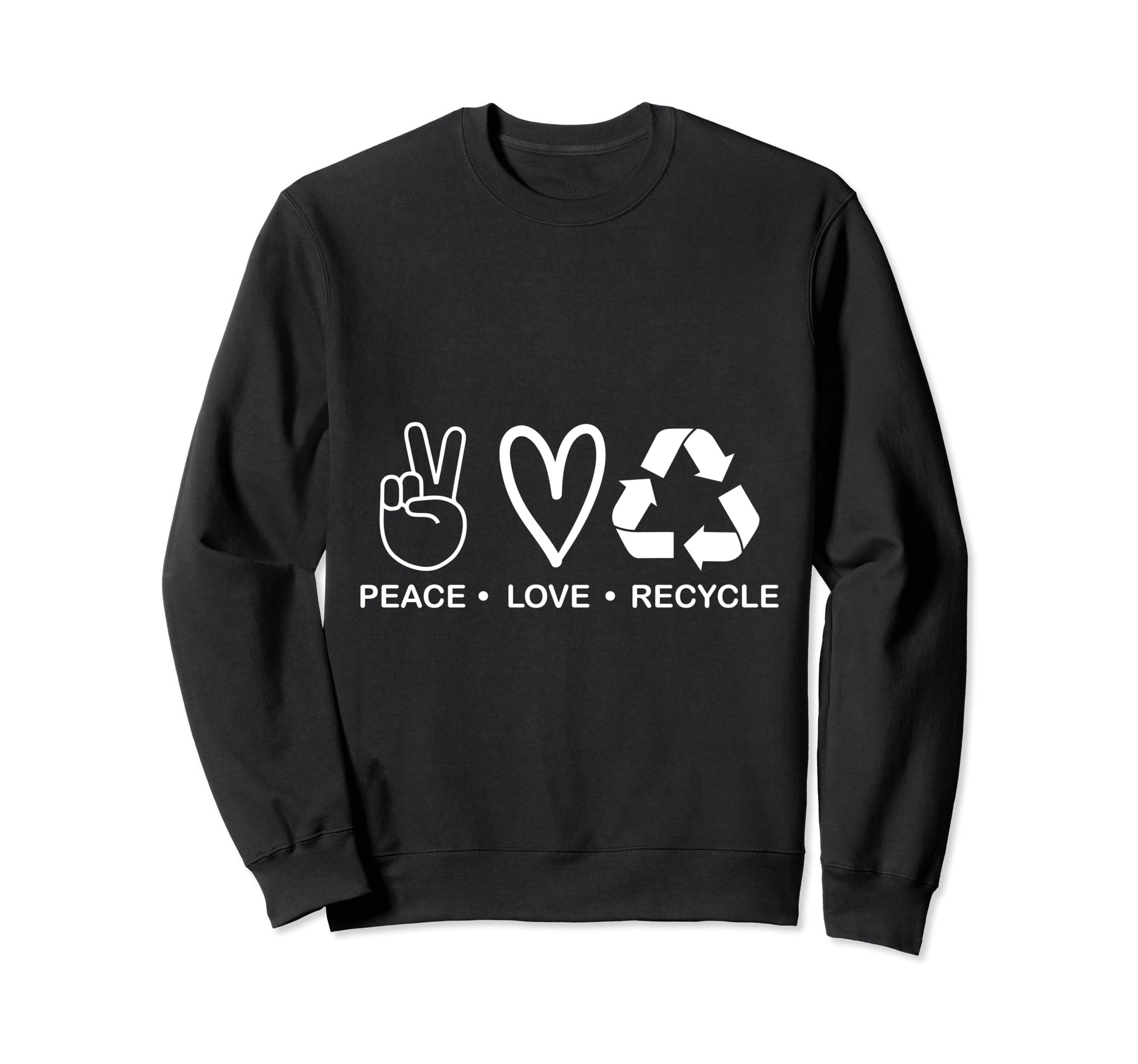 Earth Day M23T Peace Love Recycle Sweatshirt - Graphic Print for Adults - T-Shirt, Sweatshirt, Hoodie