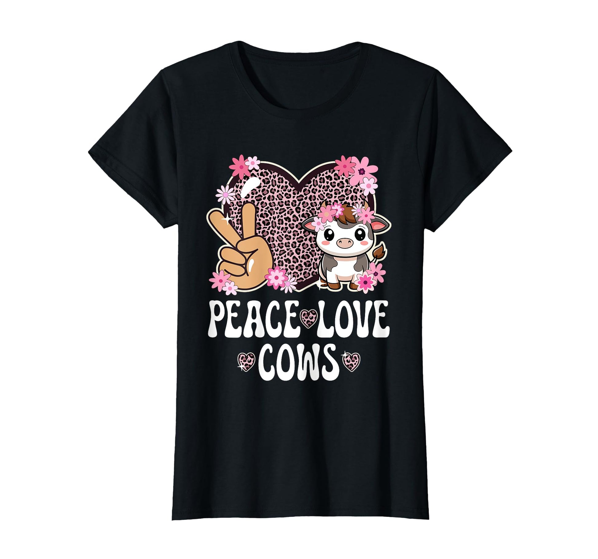 Peace Love Cows Leopard Cow Lover Cow T-Shirt - Trendy Graphic Unisex - T-Shirt, Sweatshirt, Hoodie